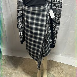 Time and Tru Women’s Fringed Faux Wrap Skirt